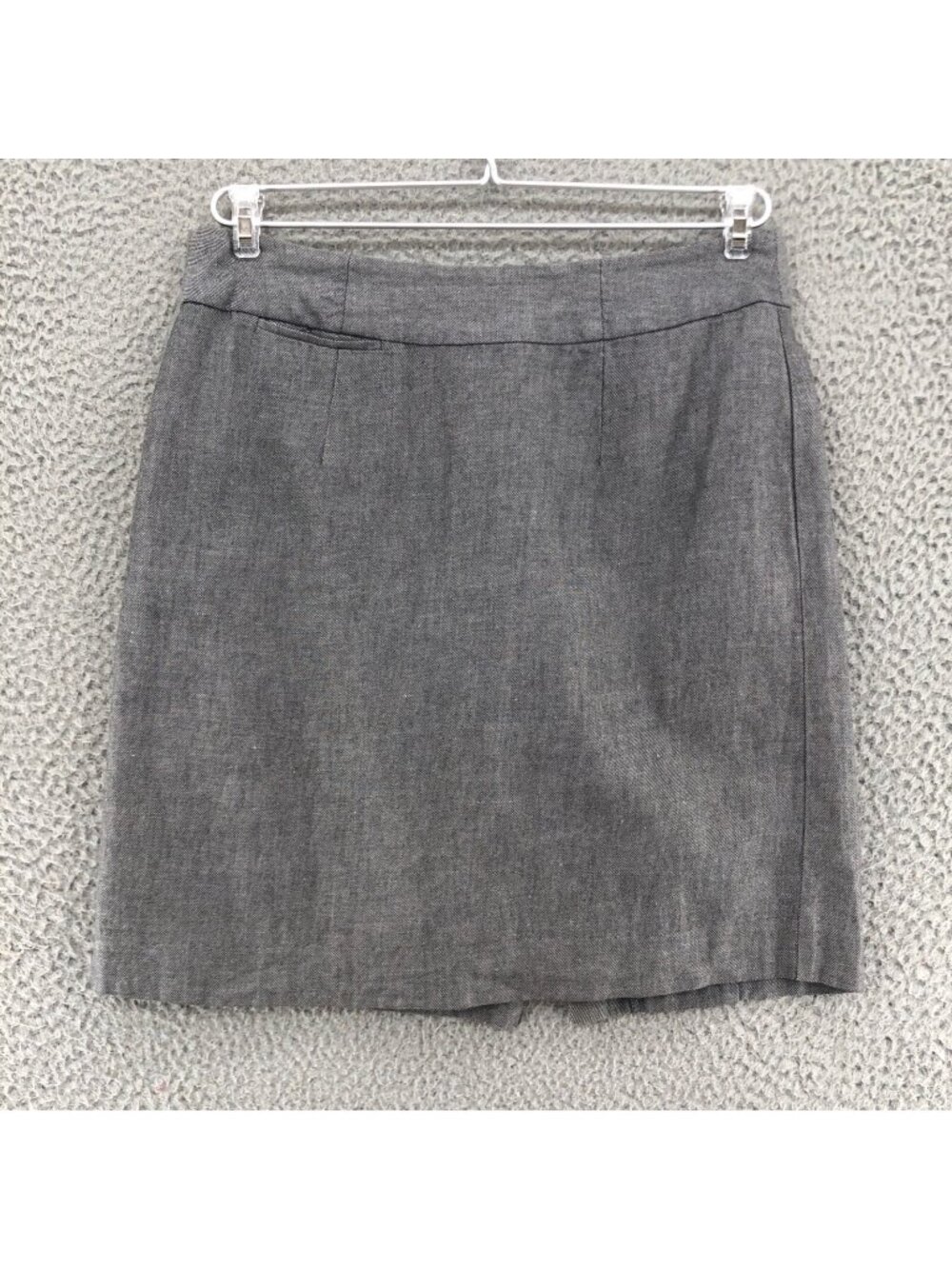 Banana Republic Skirt Womens 4 Gray Linen Cotton Blend Pencil Coin Pocket Career